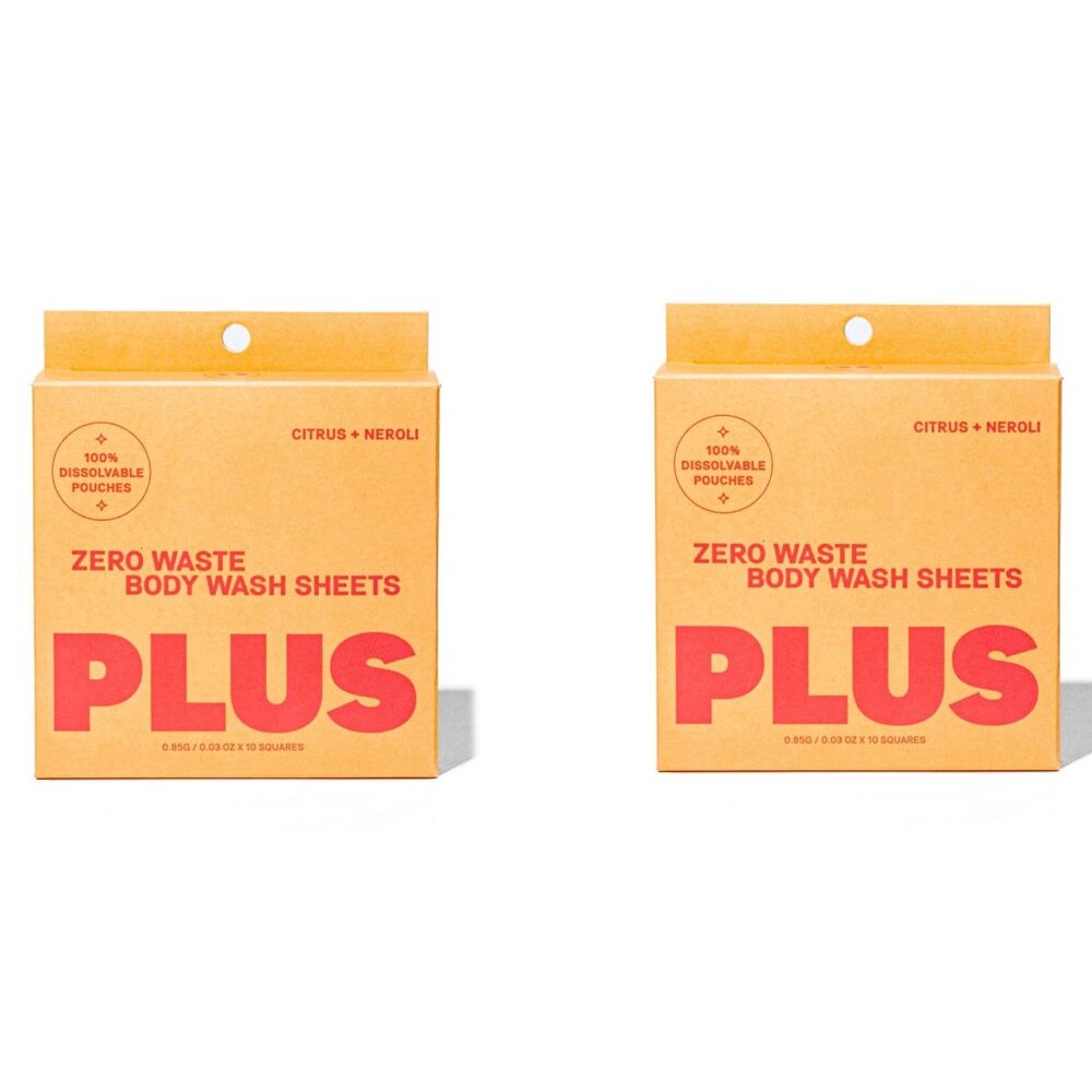 2 Pack of PLUS Zero Waste 10 Body Wash Sheets For Travel